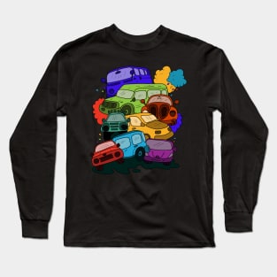 Colorful car in doodles art Long Sleeve T-Shirt